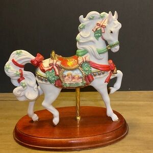 Lenox Festive Carousel Horse with Red and Green Accents